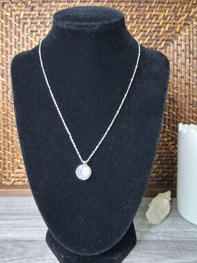 Bride Silver Disc Pearl Charm Pendant Necklace